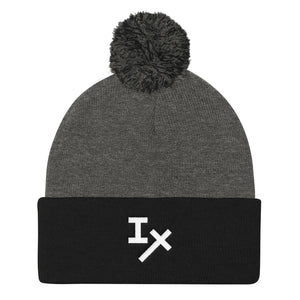 Black & Gray IX Pom-Pom Winter Hat