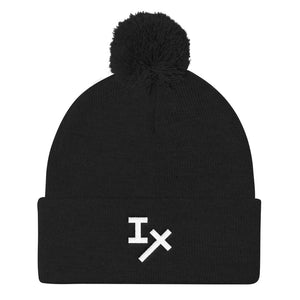 Black IX Pom-Pom Winter Hat