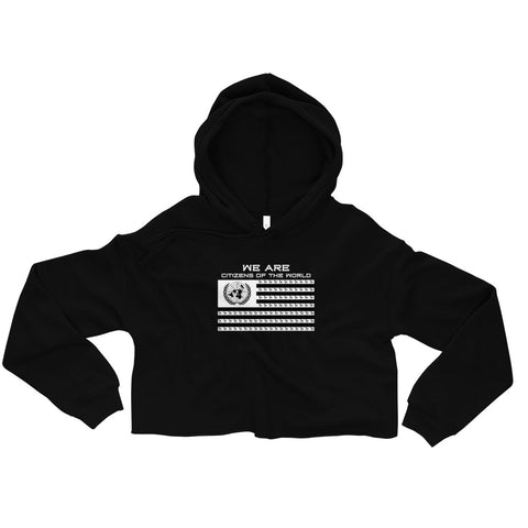 Black "Citizens of the World" Cropped Hoodie